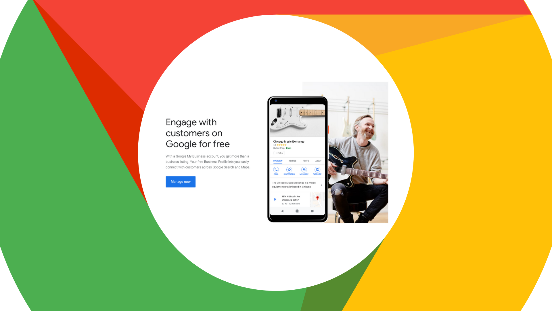 The Google My Buisness home page inside a Google Chrome logo.
