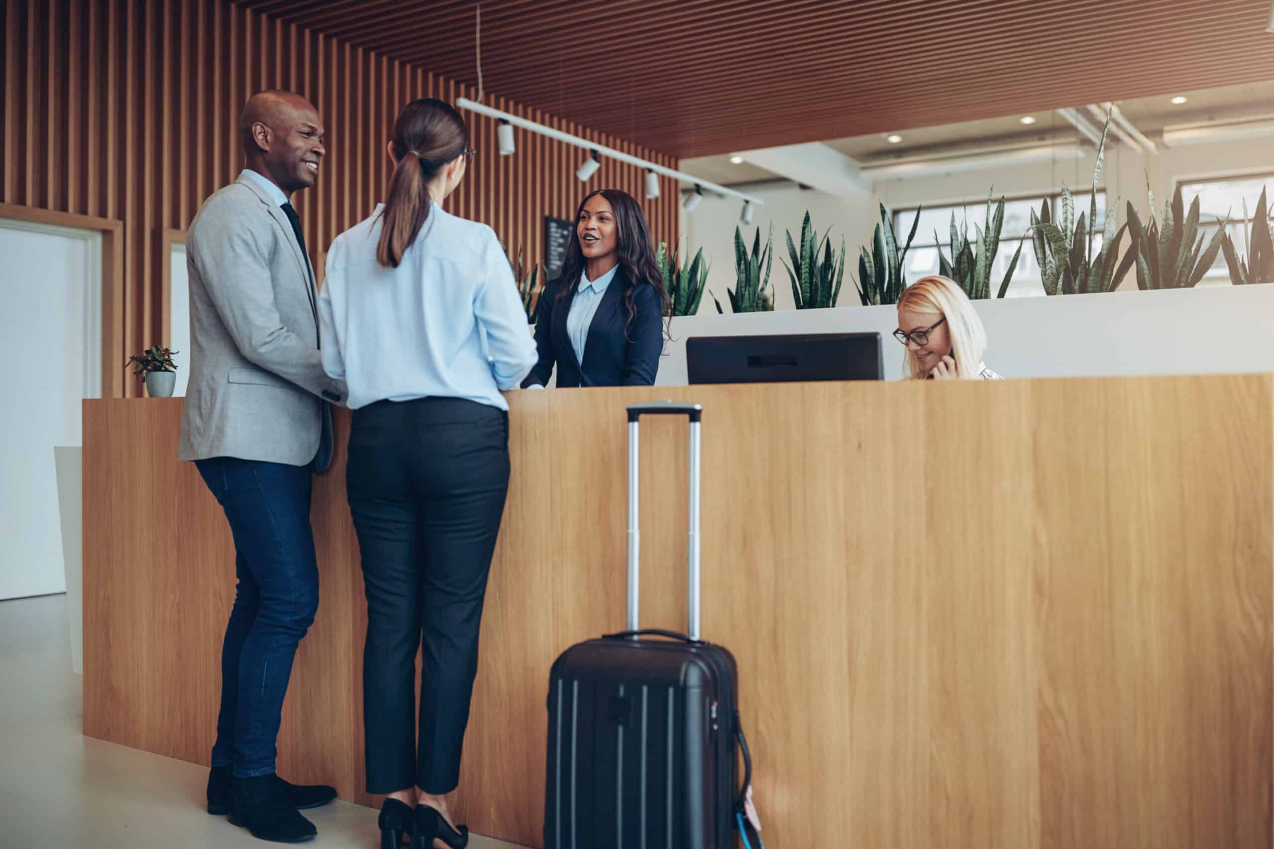 Person checking into a resort
